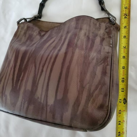 Gucci vintage bamboo painted Leather Purse Handbag Beige Brown black purple gray - Picture 4 of 13